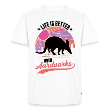 La vie est meilleure avec aardvark - T-shirt Premium bio Homme - blanc - Devant - Nico (187cm)