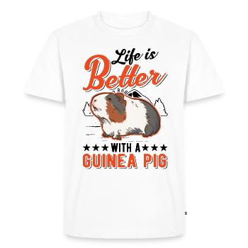 La vie est meilleure avec un cochon d’Inde - T-shirt Premium bio Homme - blanc - Devant - Nico (187cm)