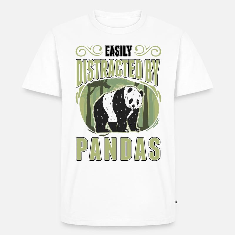 Easily distracted by Pandas - Männer Premium Bio T-Shirt - Weiß