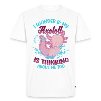 Axolotl Queue Cadeau Amphibien Axolotl - T-shirt Premium bio Homme - blanc - Devant - Nico (187cm)