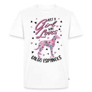 Galgo Espanol Fille Lévrier espagnol Galgo - T-shirt Premium bio Homme - blanc - Devant - Nico (187cm)