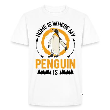 La maison est l’endroit où se trouve mon pingouin - T-shirt Premium bio Homme - blanc - Devant - Nico (187cm)