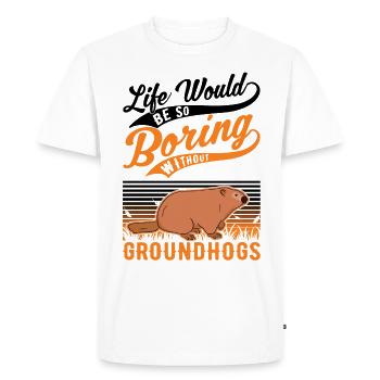 Marmotte Jour de la marmotte Marmotte forestière - T-shirt Premium bio Homme - blanc - Devant - Nico (187cm)