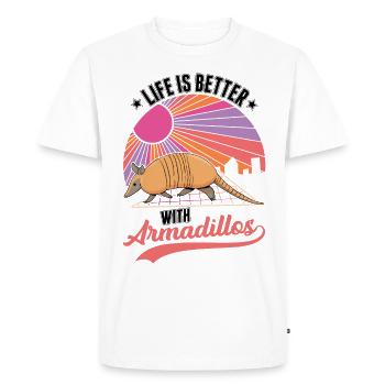 La vie est meilleure avec le tatou d’Armadillo - T-shirt Premium bio Homme - blanc - Devant - Nico (187cm)