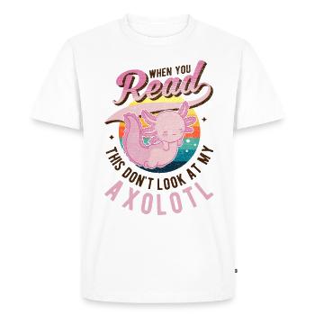 Axolotl Queue Cadeau Amphibien Axolotl - T-shirt Premium bio Homme - blanc - Devant - Nico (187cm)