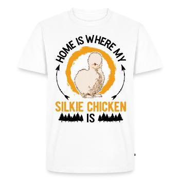 La maison est l’endroit où se trouve mon poulet en soie - T-shirt Premium bio Homme - blanc - Devant - Nico (187cm)