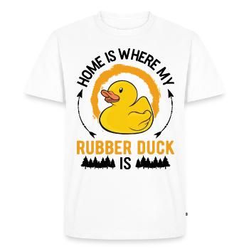 La maison est l’endroit où mon canard en caoutchouc est Canard grinçant - T-shirt Premium bio Homme - blanc - Devant - Nico (187cm)