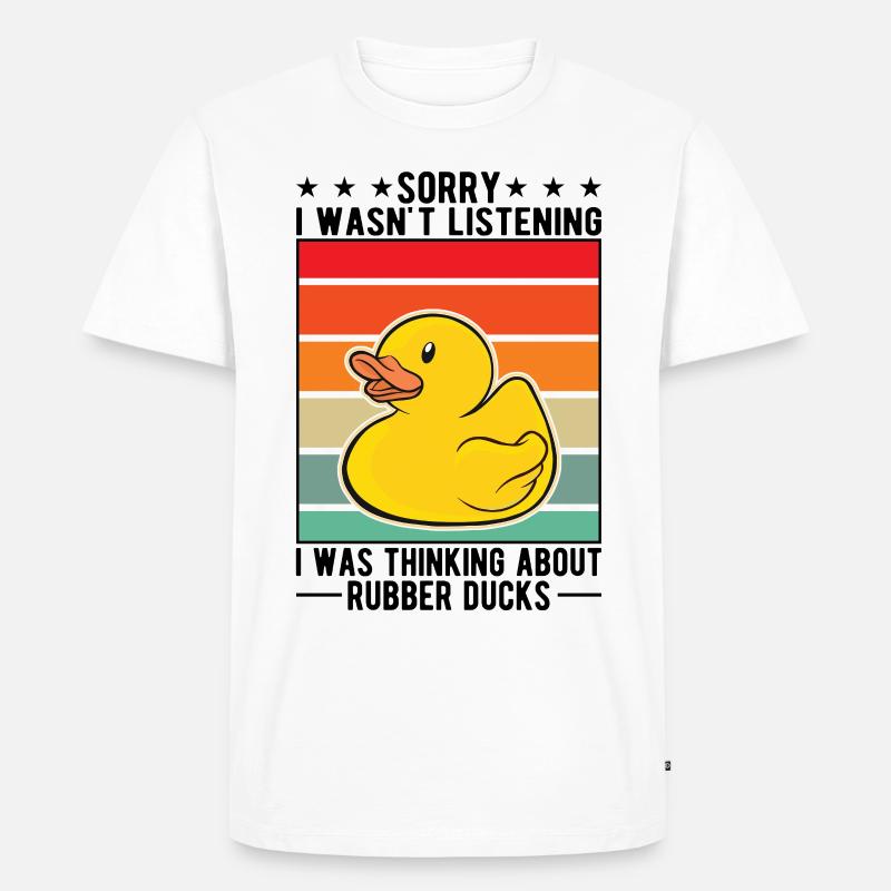 Gummiente Geschenk Quietscheente Badeente - Männer Premium Bio T-Shirt - Weiß