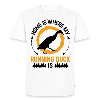 La maison est l’endroit où sont mes canards qui courent - T-shirt Premium bio Homme - blanc - Devant - Nico (187cm)