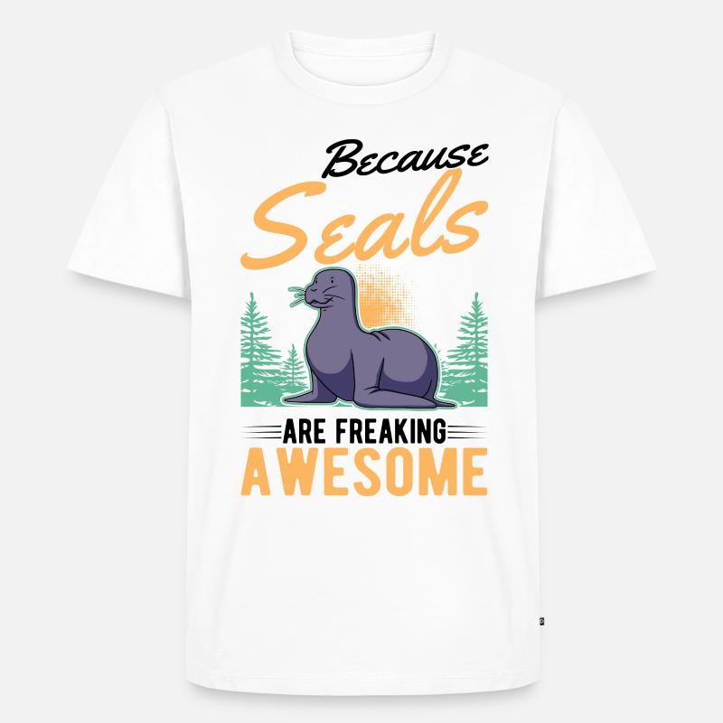 Robbe Geschenk Seehund Seelöwe - Männer Premium Bio T-Shirt - Weiß