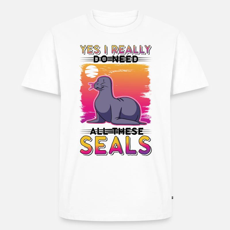 Robbe Geschenk Seehund Seelöwe - Männer Premium Bio T-Shirt - Weiß