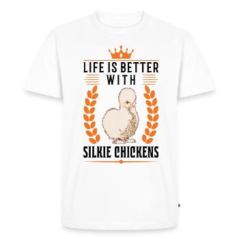 La vie est meilleure avec un poulet en soie - T-shirt Premium bio Homme - blanc - Devant - Nico (187cm)