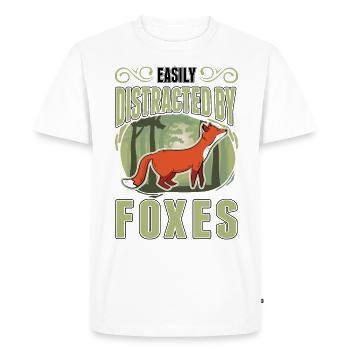 Easily distracted by Foxes Fuchs - Men's Premium Organic T-Shirt - white - Front - Nico (187cm)