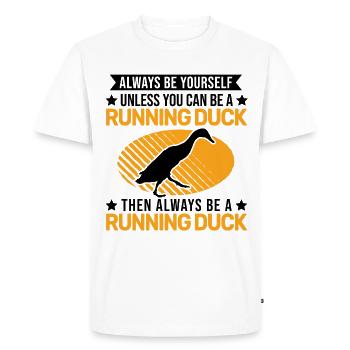 Indian Running Duck Gift Running Duck - Men's Premium Organic T-Shirt - white - Front - Nico (187cm)