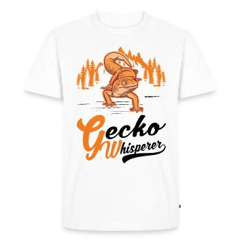 Gecko Whisperer Gecko Whisperer Leopard Gecko - Men's Premium Organic T-Shirt - white - Front - Nico (187cm)