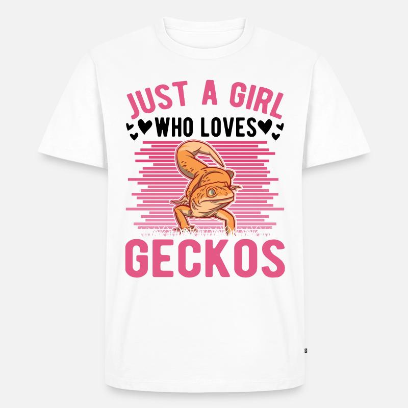 Gecko Mädchen Leopardengecko - Männer Premium Bio T-Shirt - Weiß
