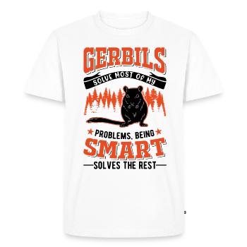 Gerbille Cadeau Rat de course mongol Gerbille - T-shirt Premium bio Homme - blanc - Devant - Nico (187cm)