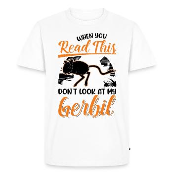 Gerbille Cadeau Rat de course mongol Gerbille - T-shirt Premium bio Homme - blanc - Devant - Nico (187cm)