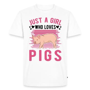 Pig Girls Pig Farmer - Men's Premium Organic T-Shirt - white - Front - Nico (187cm)