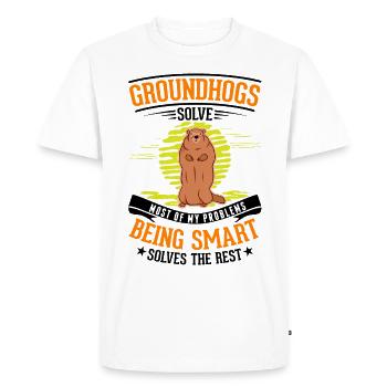Marmotte Jour de la marmotte Marmotte forestière - T-shirt Premium bio Homme - blanc - Devant - Nico (187cm)