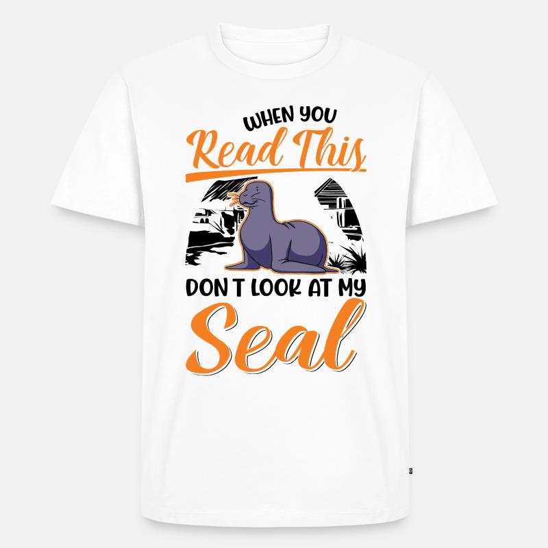 Robbe Geschenk Seehund Seelöwe - Männer Premium Bio T-Shirt - Weiß