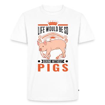 Porc Cadeau Agriculteur Cochon - T-shirt Premium bio Homme - blanc - Devant - Nico (187cm)