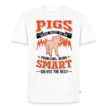 Porc Cadeau Agriculteur Cochon - T-shirt Premium bio Homme - blanc - Devant - Nico (187cm)