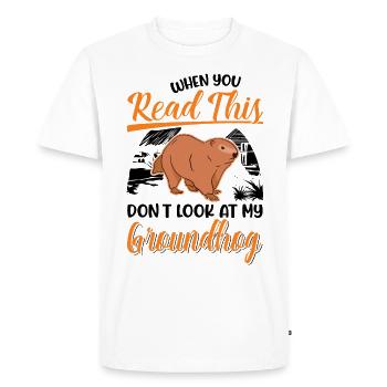 Marmotte Jour de la marmotte Woodhog Marmotte - T-shirt Premium bio Homme - blanc - Devant - Nico (187cm)