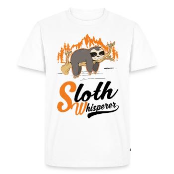 Faultier Flüsterer Sloth Whisperer - T-shirt Premium bio Homme - blanc - Devant - Nico (187cm)
