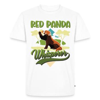 Red Panda Whispering Cat Bear - Men's Premium Organic T-Shirt - white - Front - Nico (187cm)