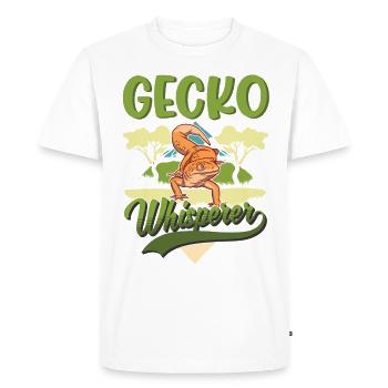 Gecko Whisperer Gecko Whisperer Leopard Gecko - Men's Premium Organic T-Shirt - white - Front - Nico (187cm)