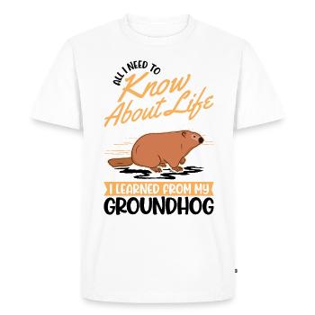 Marmotte Marmotte Jour de la marmotte Woodchuck - T-shirt Premium bio Homme - blanc - Devant - Nico (187cm)
