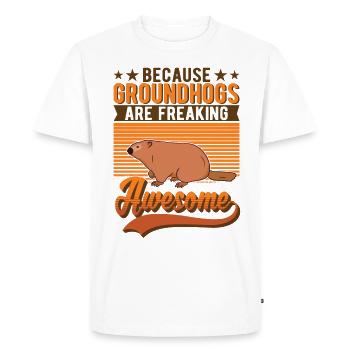 Marmotte Marmotte Jour de la marmotte Woodchuck - T-shirt Premium bio Homme - blanc - Devant - Nico (187cm)