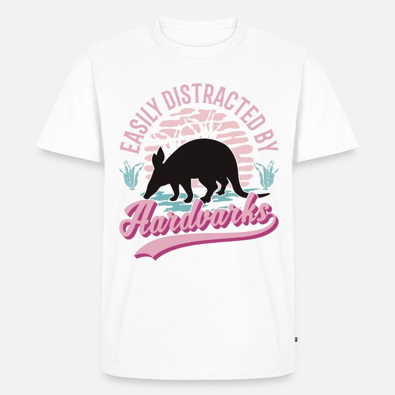 Easily distracted by Aardvarks Erdferkel - Männer Premium Bio T-Shirt - Weiß