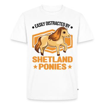 Facilement distrait par les poneys Shetland Shetty - T-shirt Premium bio Homme - blanc - Devant - Nico (187cm)