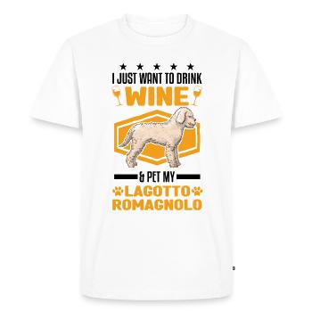 Lagotto Romagnolo et vin - T-shirt Premium bio Homme - blanc - Devant - Nico (187cm)