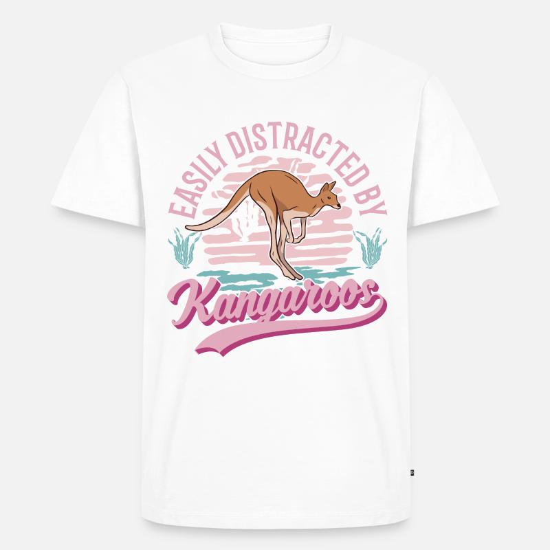 Easily distracted by Kangaroos Känguru - Männer Premium Bio T-Shirt - Weiß