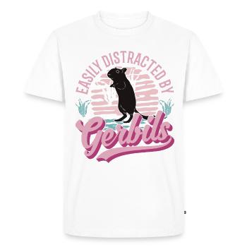 Facilement distrait par la gerbille de Gerbille - T-shirt Premium bio Homme - blanc - Devant - Nico (187cm)