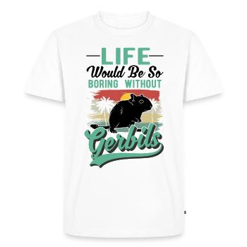 Gerbille Cadeau Rat de course mongol Gerbille - T-shirt Premium bio Homme - blanc - Devant - Nico (187cm)
