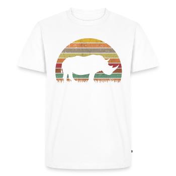 Nashorn Retro Rhino Vintage - Men's Premium Organic T-Shirt - white - Front - Nico (187cm)