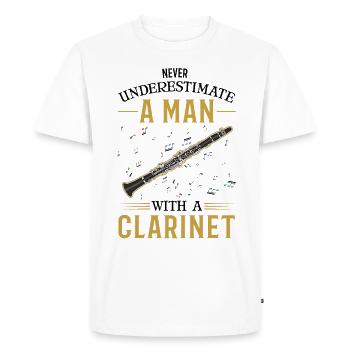 Clarinettes Homme Clarinettiste Clarinettiste - T-shirt Premium bio Homme - blanc - Devant - Nico (187cm)