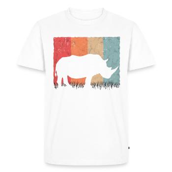 Nashorn Retro Rhino Vintage - Men's Premium Organic T-Shirt - white - Front - Nico (187cm)