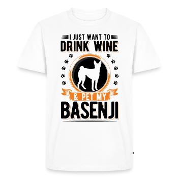Basenji et vin - T-shirt Premium bio Homme - blanc - Devant - Nico (187cm)