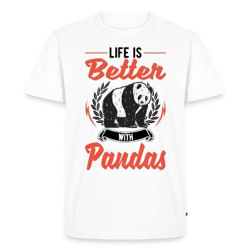 Life is better with pandas - Men's Premium Organic T-Shirt - white - Front - Nico (187cm)