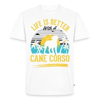 Life is better with Cane Corsos - Men's Premium Organic T-Shirt - white - Front - Nico (187cm)