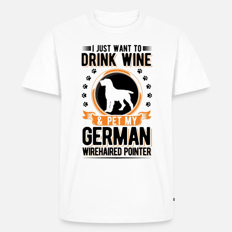 Deutsch Drahthaar Wein - Männer Premium Bio T-Shirt - Weiß