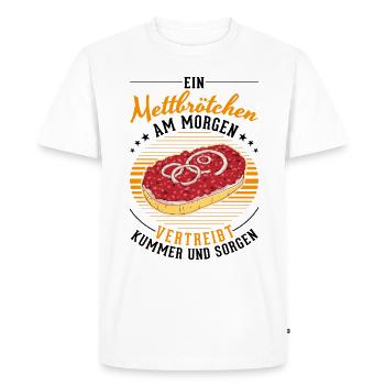 Mettbrötchen in the morning Mett Hackepeter - Men's Premium Organic T-Shirt - white - Front - Nico (187cm)