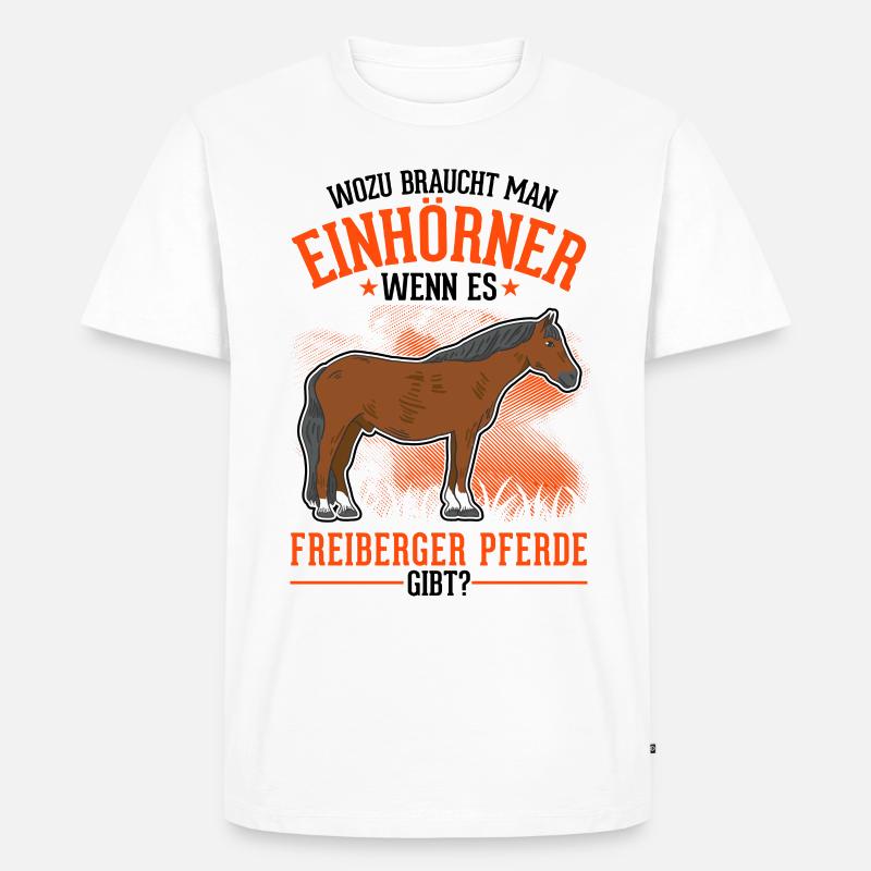 Freiberger Pferd Einhorn - Männer Premium Bio T-Shirt - Weiß