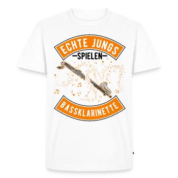 Les vrais gars jouent de la clarinette basse - T-shirt Premium bio Homme - blanc - Devant - Nico (187cm)