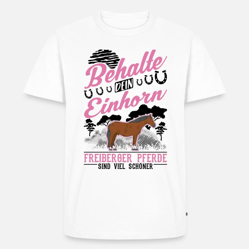 Freiberger Pferd Einhorn - Männer Premium Bio T-Shirt - Weiß